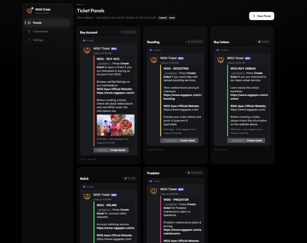 WGG Ticketing Tools website preview